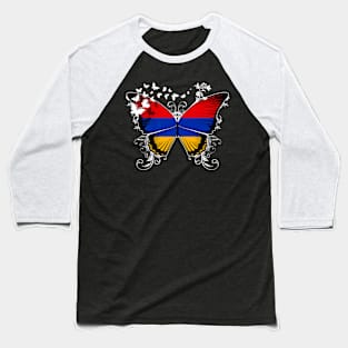 Armenian Flag Butterfly Baseball T-Shirt